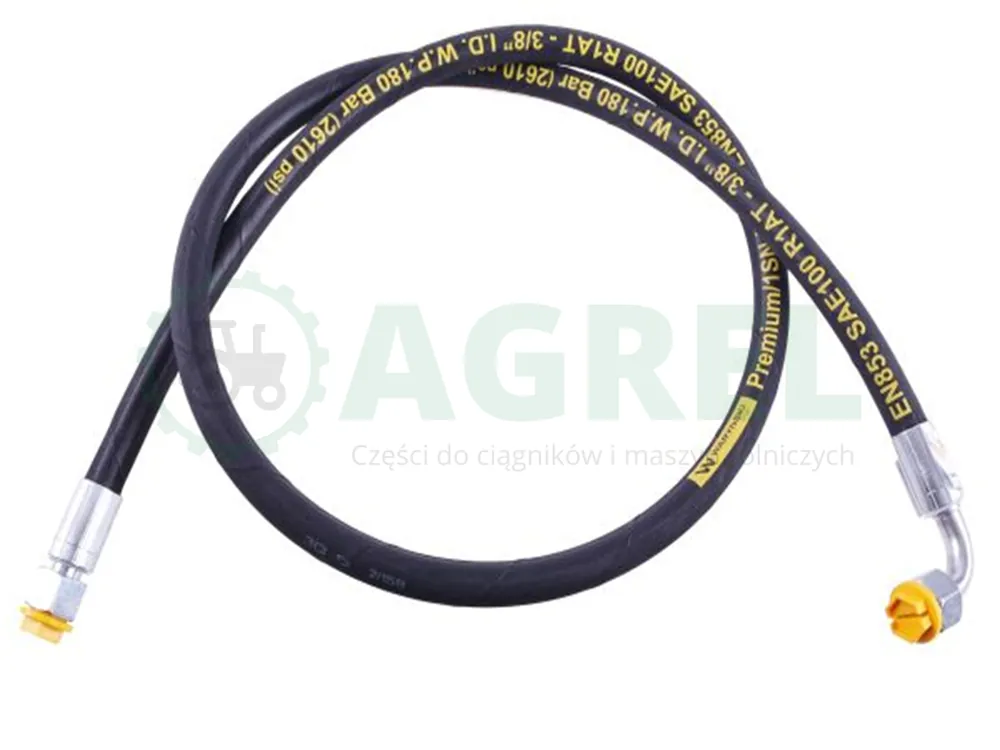 Przewód hydrauliczny 180 bar gwint M18x1.5 prosta/90 stopni L-1250mm DN10-1SN (AK-10-1250; P11P12) 18MPa Waryński Ograniczona ilość