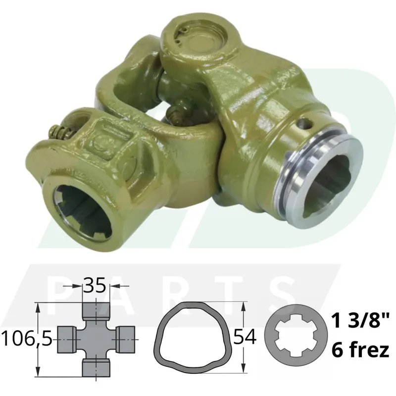 Przegub kompletny 1 3/8" Z-6 na rurę wew. (trójkąt) 54mm krzyżak 35x106,5 Kardan Ograniczona ilość