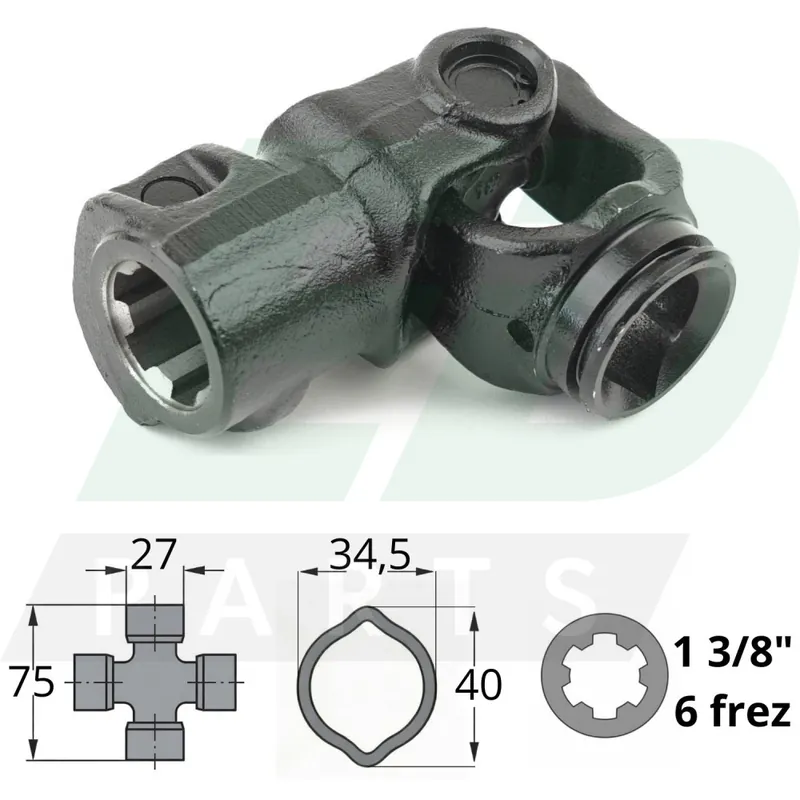 Przegub kompletny 1 3/8" Z-6 na rurę wew. (cytryna) 34,5x40mm krzyżak 27x75 AMA Bezpieczna płatność